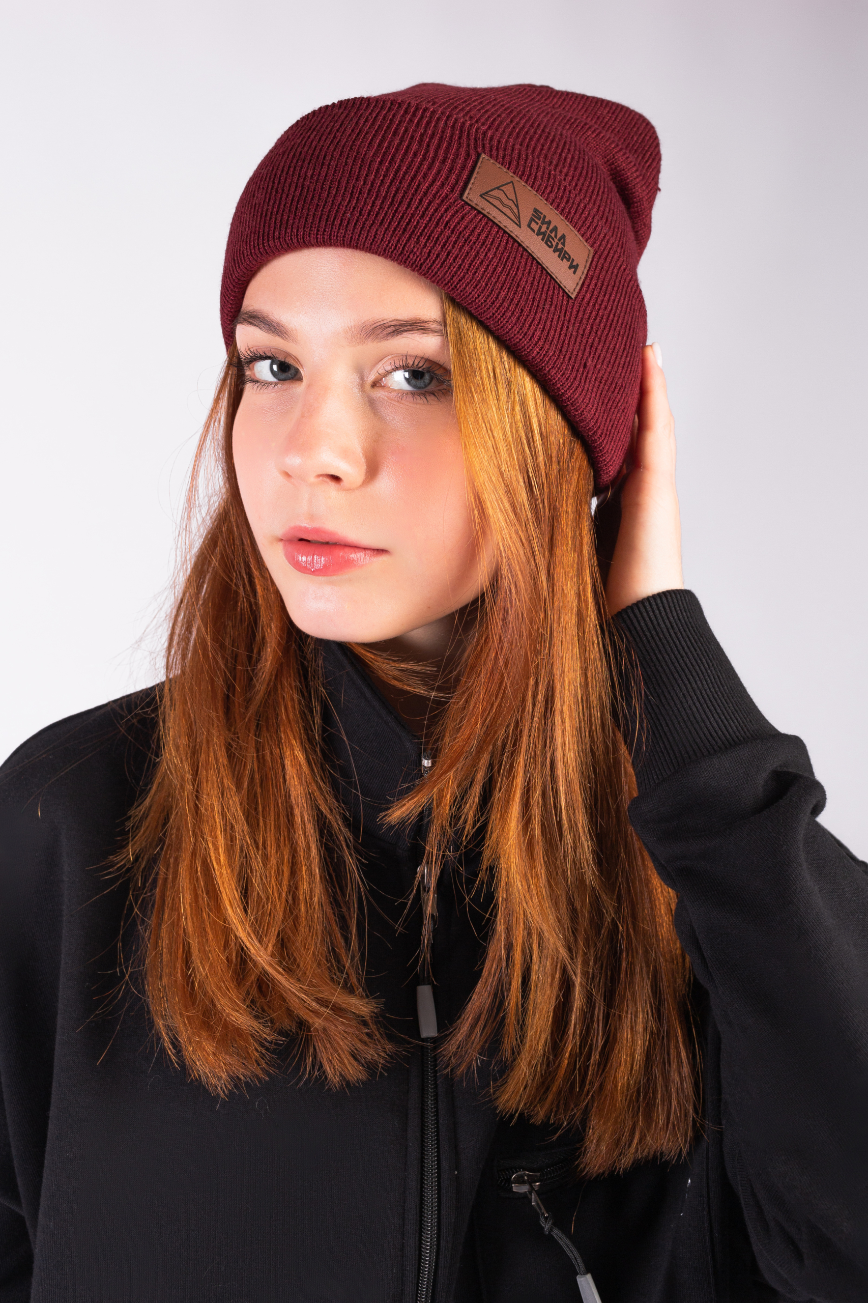 ЯЛК Шапка Flexfit® 1501КС "Sила Сибири" - винный (100% акрил) — изображение 4