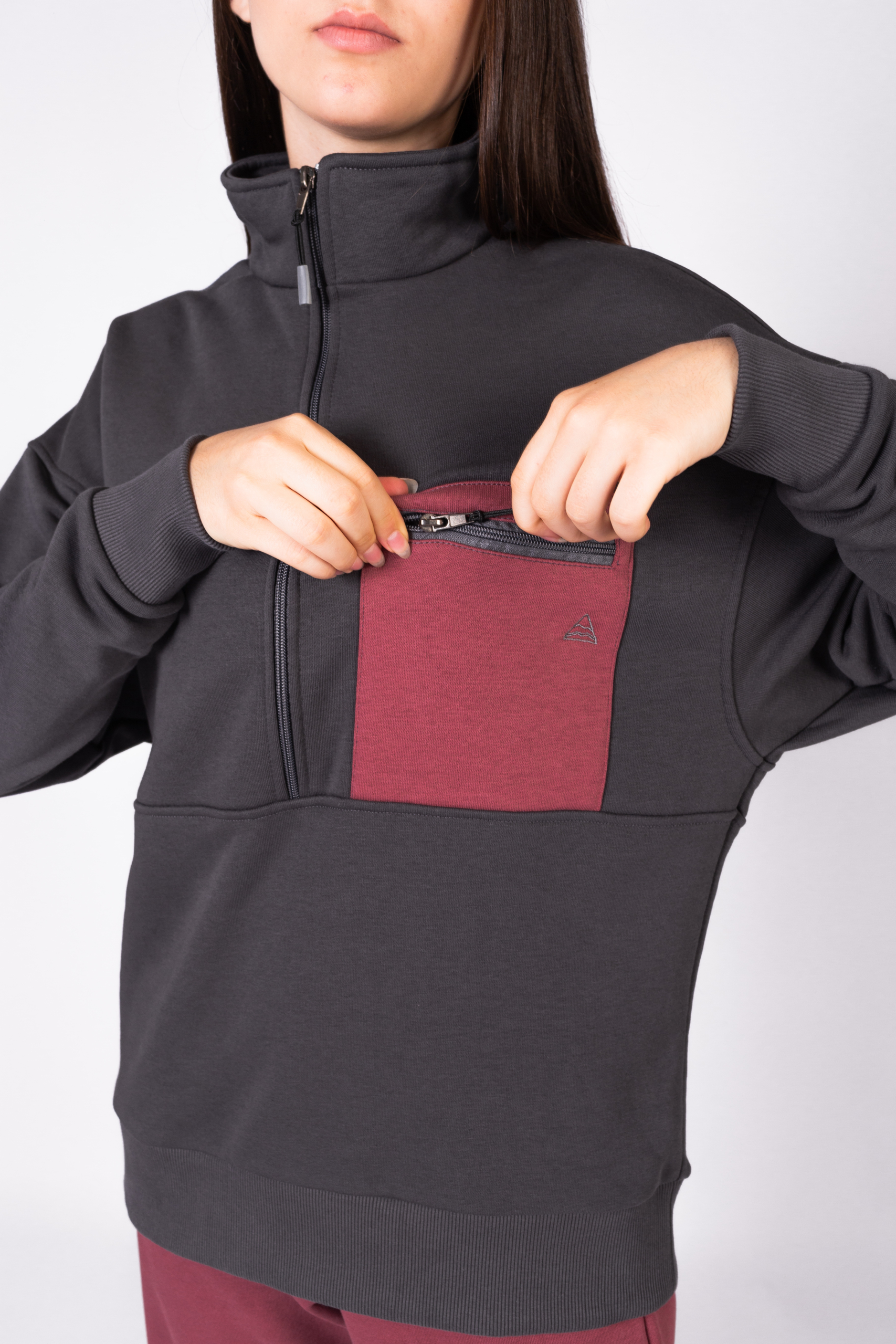 КАРТЕЛЬБ - Олимпийка с карманом - Light - жен - графит / брусника — изображение 3