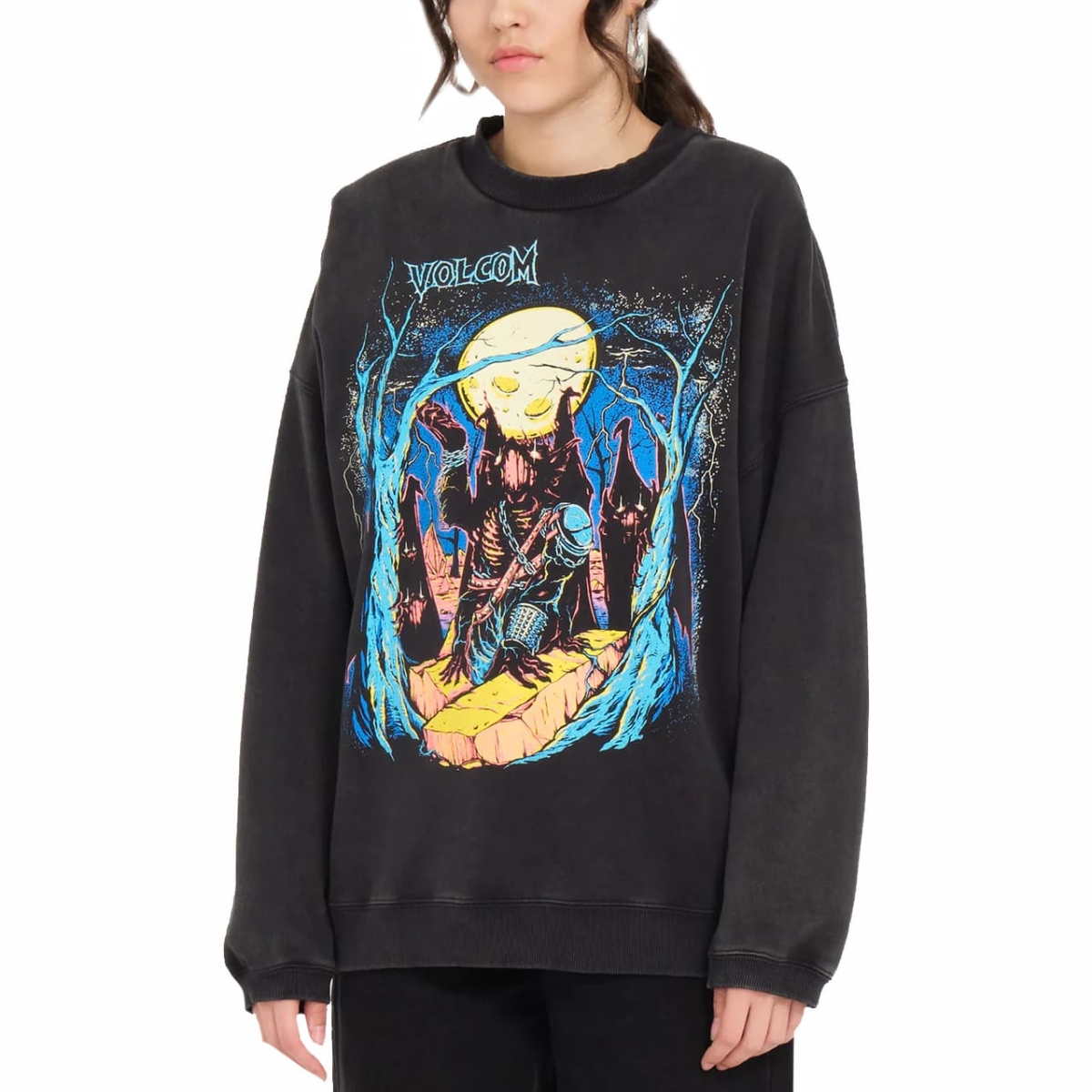 VOLCOM толстовка жен B4632302 FA MAX SHERMAN CREW BLACK