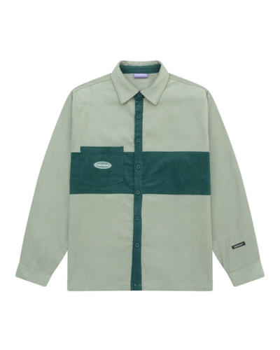 YSH Рубашка YMKASHIX Velvet Button темно-песочный / изумрудный