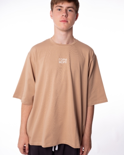 КАРТЕЛЬБ / Футболка оверсайз / Big ГОРЫ МОРЕ / беж