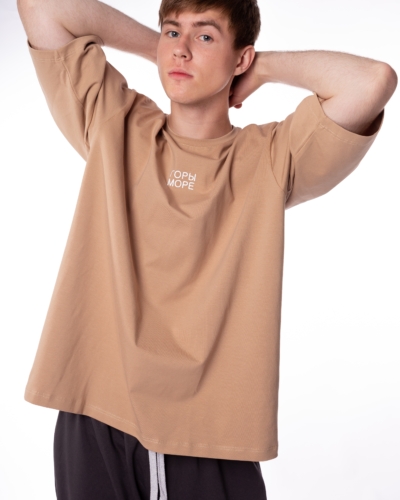 КАРТЕЛЬБ / Футболка оверсайз / Big ГОРЫ МОРЕ / беж