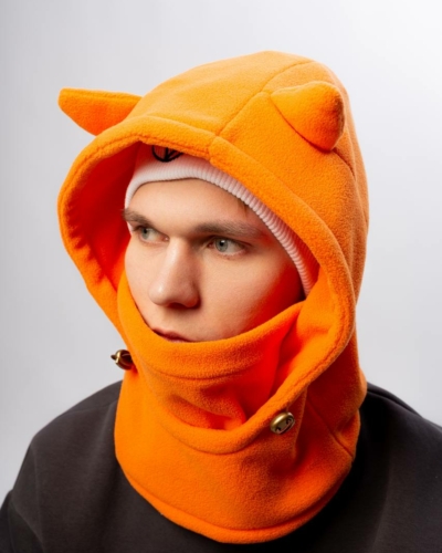 Lesya Lat Балаклава-капюшон двойная с ушками – оранж