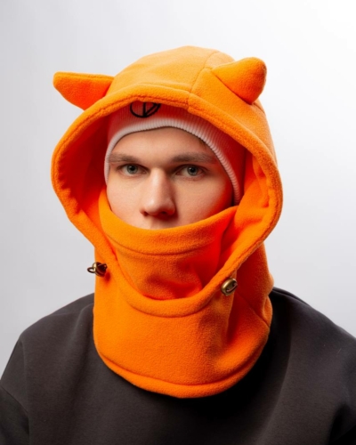 Lesya Lat Балаклава-капюшон двойная с ушками – оранж