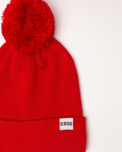 ЯЛК Шапка с помпоном ЯЛК FlexFit (№20) – красный KRSK (100%акрил)
