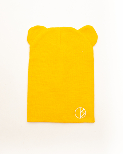 КАРТЕЛЬБ / Шапка 2слоя / LIGHT тонкая вязка (взр) с ушками / желтый (30% шерсть/70% п.акрил)