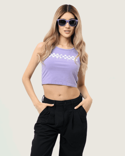 VANS майка топ VN000MC0 Check Wash Fitted Crop Purple