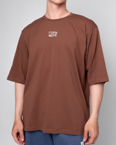 КАРТЕЛЬБ / Футболка оверсайз / Big ГОРЫ МОРЕ / шоколад / муж