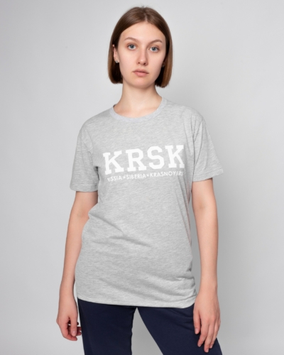 ЯЛК Футболка “KRSK” / св.серый меланж белая надпись / жен