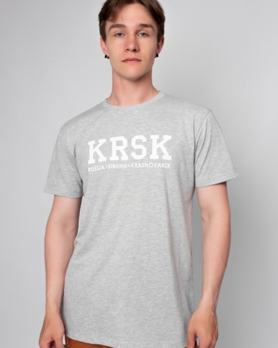 ЯЛК Футболка “KRSK” / св.серый меланж белая надпись / муж