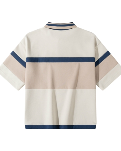 YSH Рубашка поло YMKASHIX песочный / темно синий / коричневый