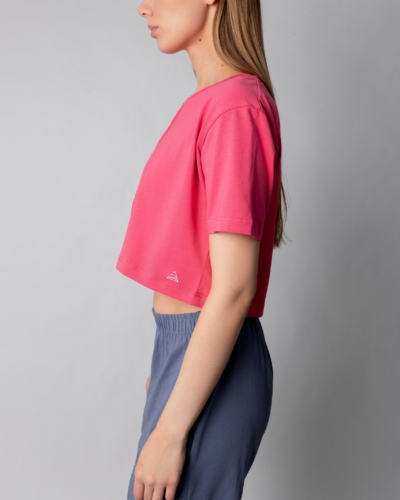 КАРТЕЛЬБ / футболка кроп / со строчкой / розовый барби