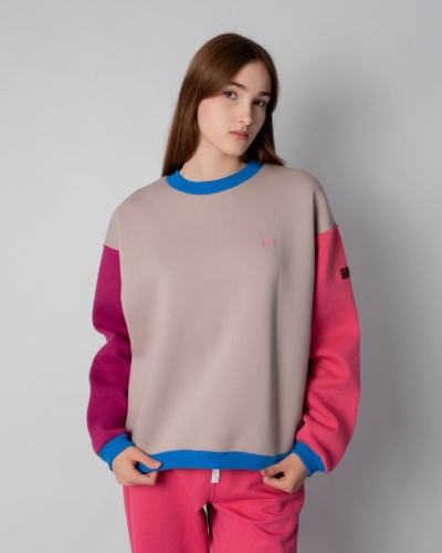 КАРТЕЛЬБ – Свитшот оверсайз – Sopka – колор блок светлый беж розовый – жен