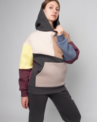 Костюм КАРТЕЛЬБ /колор блок беж серый лимон слива джинс женский. Собери свой комплект