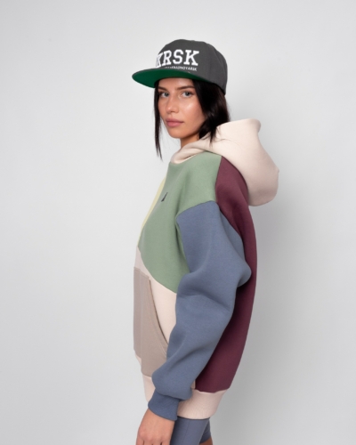 КАРТЕЛЬБ / Толстовка с карманом Truth / колор блок лимон беж слива джинс / жен