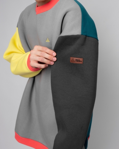 КАРТЕЛЬБ – Свитшот оверсайз – Sopka – колор блок светлый серый лимон – муж