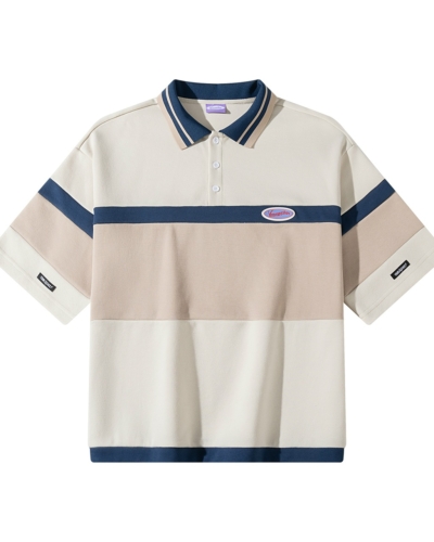 YSH Рубашка поло YMKASHIX песочный / темно синий / коричневый