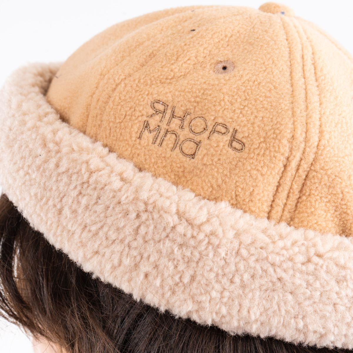 Якорь / докер Портовый бежевый флис / бежевая шерпа бортик — изображение 3