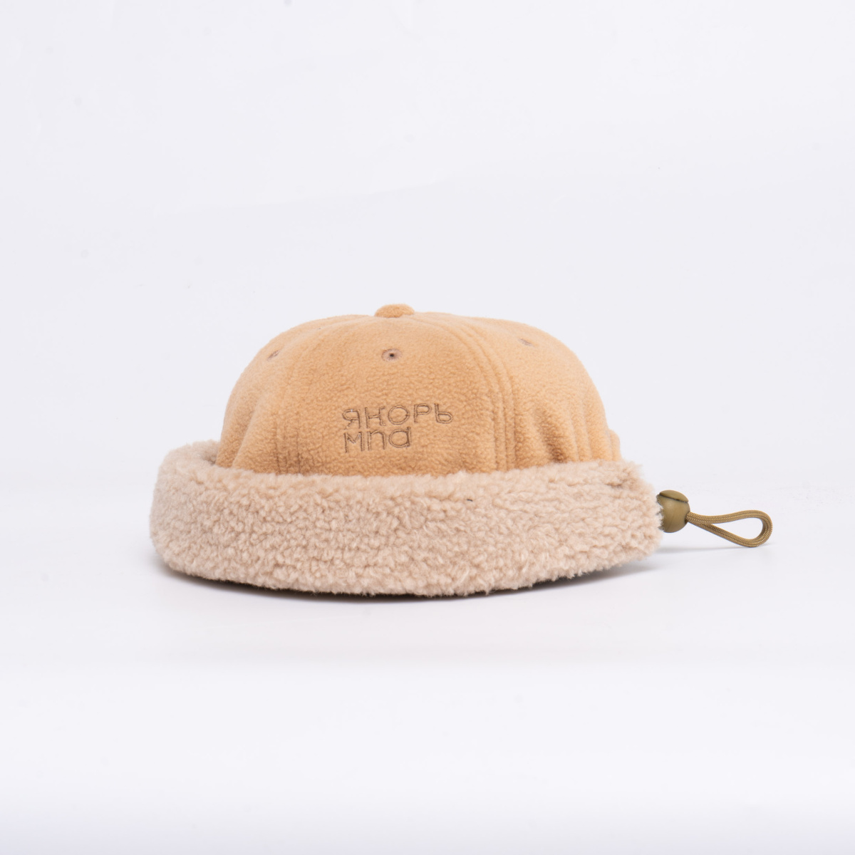 Якорь / докер Портовый бежевый флис / бежевая шерпа бортик