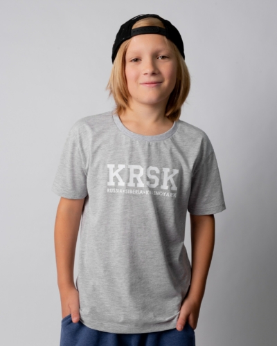 ЯЛК Футболка “KRSK” / св.серый меланж белая надпись / подрост