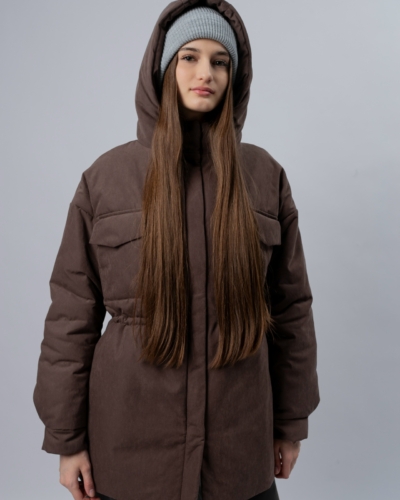КАРТЕЛЬБ / Куртка рубашка с капюшоном / Com_mode / велюр шоколад (200 термофин)