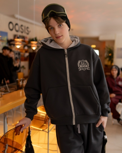 КАРТЕЛЬБ / Толстовка на молнии / Sopka ПОСЛЕ КАТАНИЯ / темно серый / муж