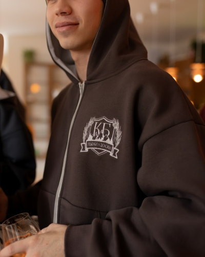 КАРТЕЛЬБ / Толстовка на молнии / Sopka ПОСЛЕ КАТАНИЯ / моро коричневый светлый / муж