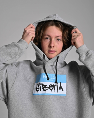 I’m from Siberia / толстовка “Hello” широкая плотная / серый светлый