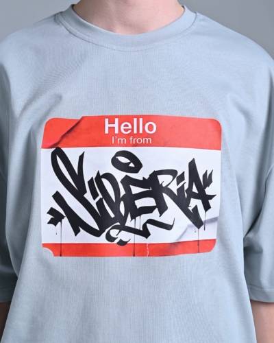 I’m from Siberia / футболка оверсайз “Hello” / светлосерый