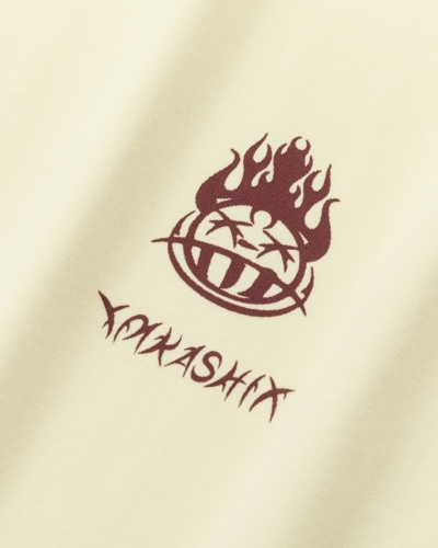 YSH Футболка Ymkashix Hellcome logo беж / бордо